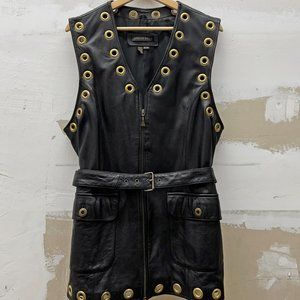 Vinatge Black Leather Otello Pelle Dress - Size XL